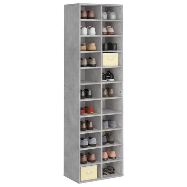 vidaXL Armoire à chaussures gris béton 54x34x183 cm bois d'ingénierie