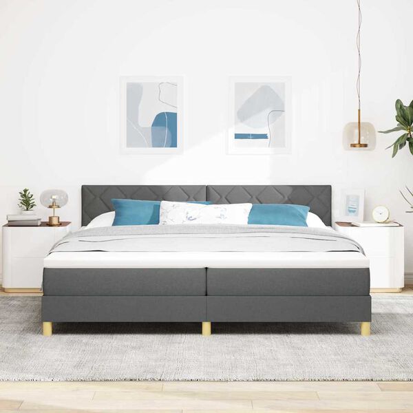 vidaXL Lit &agrave; ressorts avec matelas Gris fonc&eacute; 200 x 200 cm tissu