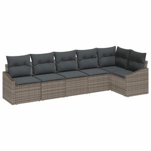 vidaXL Ensemble de canap&eacute; de jardin 6 pc Gris polyrotin
