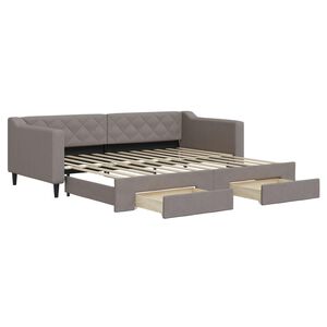 vidaXL Lit de jour avec gigogne et tiroirs sans matelas taupe 90x200cm