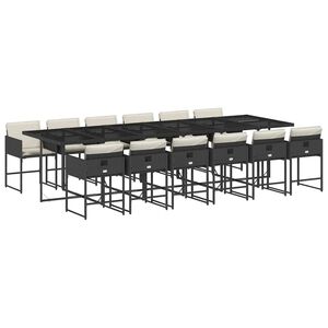 vidaXL Ensemble &agrave; manger de jardin 13 pcs coussins noir r&eacute;sine tress&eacute;e