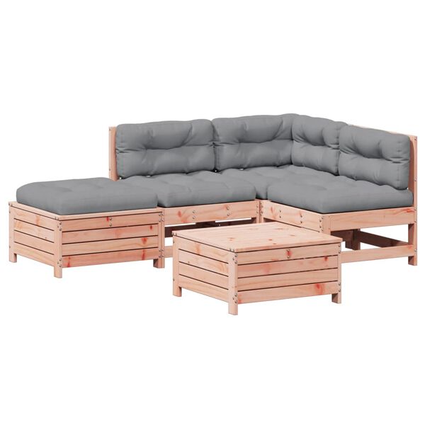 vidaXL Salon de jardin 5 pcs avec coussins bois massif douglas