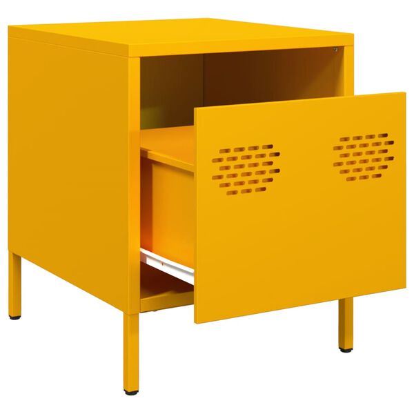 vidaXL Table de chevet jaune moutarde 35x39x43,5 cm acier