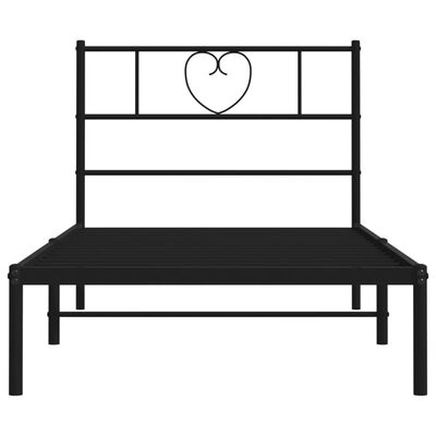 vidaXL Cadre de lit métal sans matelas avec tête de lit noir 90x190 cm