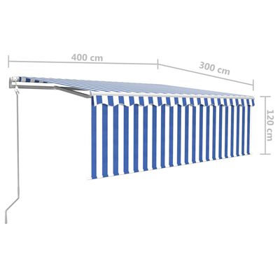 vidaXL Auvent automatique rétractable avec store 4x3 m Bleu et blanc