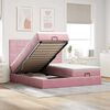 vidaXL Cadre de lit ottoman avec matelas rose 200x200 cm velours