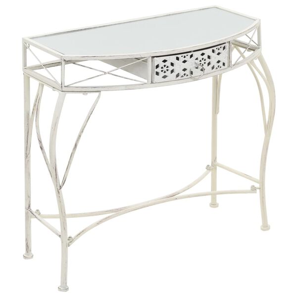 vidaXL Table d'appoint Style fran&ccedil;ais M&eacute;tal 82 x 39 x 76 cm Blanc