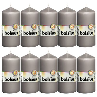 Bolsius Bougies pilier 10 pcs 120x58 mm Gris chaud