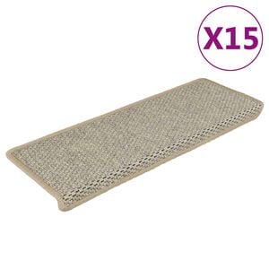 vidaXL Tapis d'escalier adh&eacute;sifs sisal 15 pcs 65x21x4 cm vert clair
