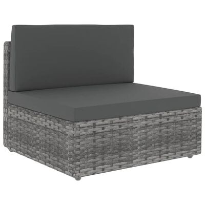 vidaXL Salon de jardin 6 pcs avec coussins Gris Résine tressée