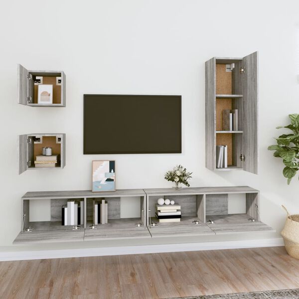 vidaXL Ensemble de meubles TV 5 pcs Sonoma gris Bois d'ingénierie