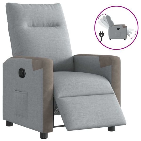 vidaXL Fauteuil inclinable &eacute;lectrique Gris clair Tissu