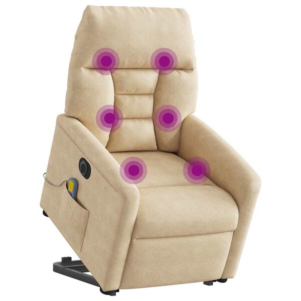 vidaXL Fauteuil inclinable de massage &eacute;lectrique cr&egrave;me