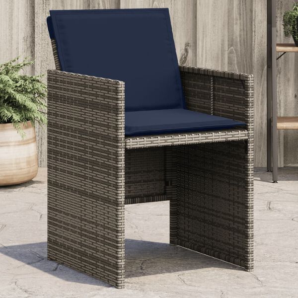 vidaXL Chaises de jardin avec coussins lot de 4 gris r&eacute;sine tress&eacute;e