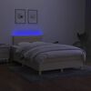 vidaXL Sommier &agrave; lattes de lit matelas et LED cr&egrave;me 120x190 cm tissu