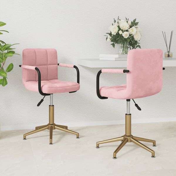 vidaXL Chaises pivotantes &agrave; manger lot de 2 rose velours