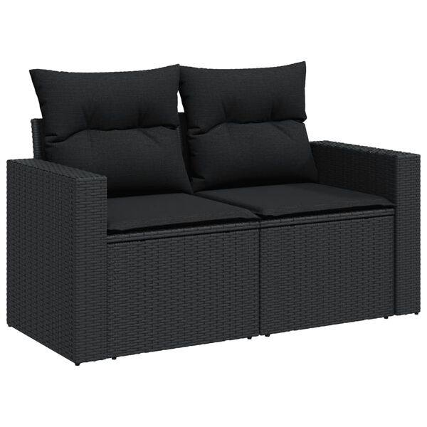 vidaXL Salon de jardin 9 pcs avec coussins noir r&eacute;sine tress&eacute;e