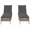 vidaXL Chaises longues avec coussins lot de 2 gris r&eacute;sine tress&eacute;e