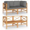 vidaXL Canap&eacute; de jardin 2 places et coussins gris Bois de teck massif