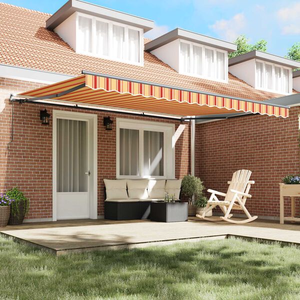 vidaXL Auvent R&eacute;tractable Jaune et Orange 450 &times; 350 cm