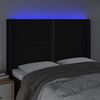 vidaXL T&ecirc;te de lit &agrave; LED Noir 147x16x118/128 cm Tissu