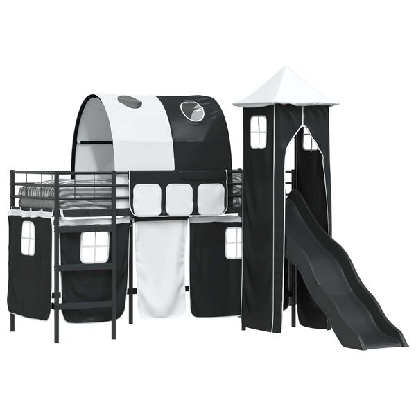 vidaXL Lit mezzanine pour enfants Noir 99,5 x 190 cm M&eacute;tал