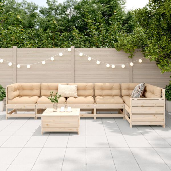 vidaXL Salon de jardin 7 pcs bois de pin massif