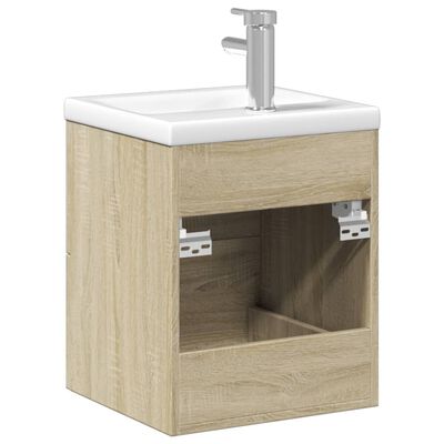 vidaXL Armoire lavabo de salle de bain et bassin intégré chêne sonoma