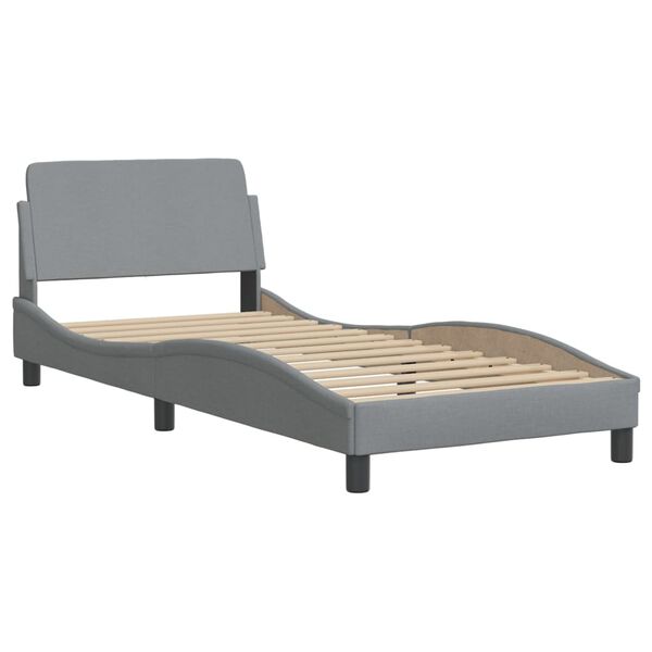 vidaXL Lit avec matelas Hvar gris clair 90x200 cm tissu