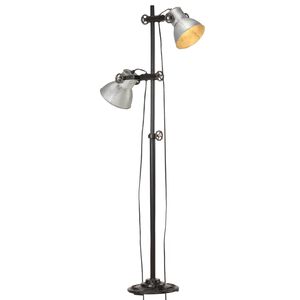 vidaXL Lampadaire avec 2 abat-jour Argent&eacute; E27 Fonte