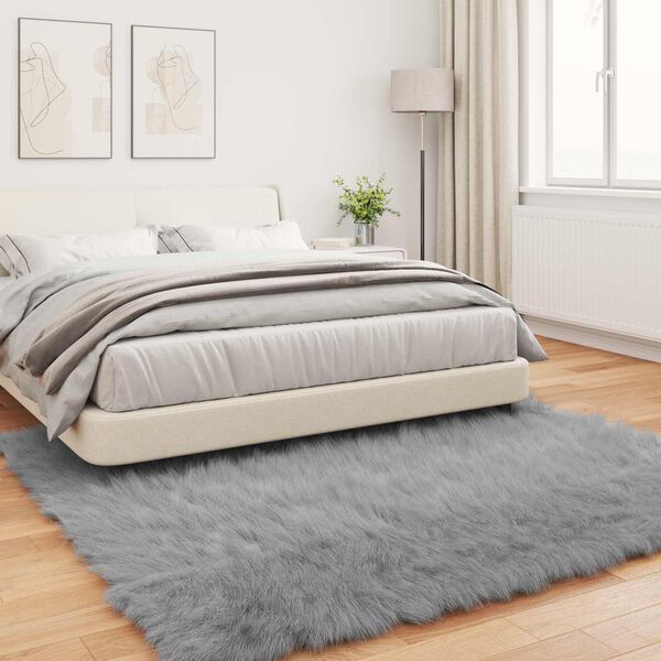 vidaXL Tapis en fausse Tafalla Gris 200 x 200 cm Polyester