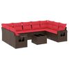 vidaXL Ensemble de canap&eacute; de jardin 10 pcs avec coussins marron r&eacute;sine tress&eacute;e