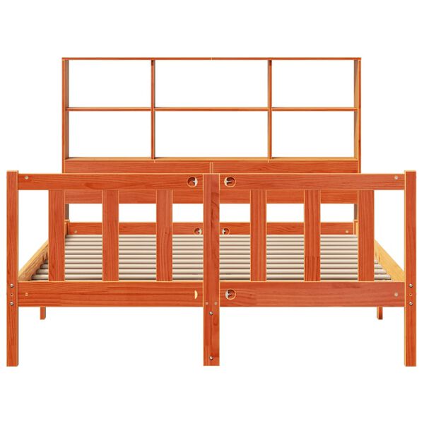 vidaXL Lit biblioth&egrave;que sans matelas cire marron 120x190cm pin massif