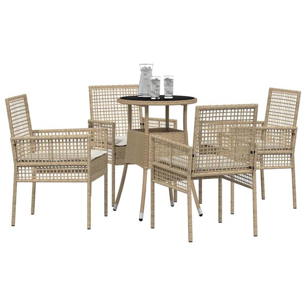 vidaXL Ensemble de salle &agrave; manger pour jardin 5 pcs Beige polyrotin