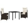 vidaXL Ensemble de salle &agrave; manger pour jardin 3 pc Marron polyrotin