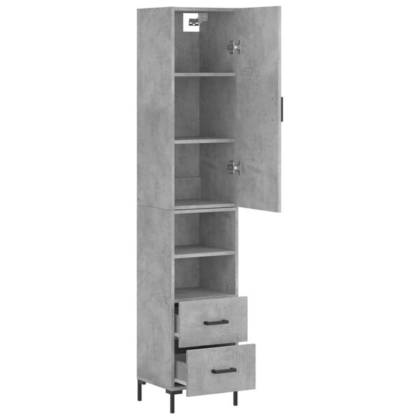 vidaXL Buffet haut Gris b&eacute;ton 34,5x34x180 cm Bois d'ing&eacute;nierie