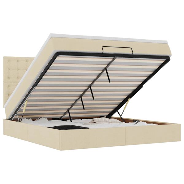 VidaXL Cadre de lit ottoman avec matelas cr&egrave;me 160x200 cm tissu
