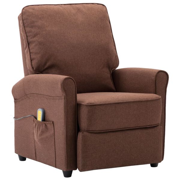 vidaXL Fauteuil de massage Marron Tissu