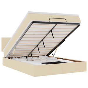 vidaXL Lit ottoman avec matelas et LED cr&egrave;me 140x190 cm tissu