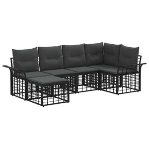 vidaXL Ensemble de canap&eacute;s d'ext&eacute;rieur 6 pc Noir et Gris fonc&eacute;