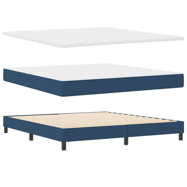 vidaXL Lit &agrave; ressorts avec matelas Bleu 200 x 180 cm Polyester