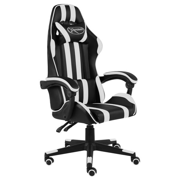 vidaXL Fauteuil de jeux vidéo Noir et blanc Similicuir