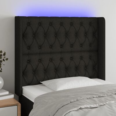 vidaXL Tête de lit à LED Noir 93x16x118/128 cm Tissu