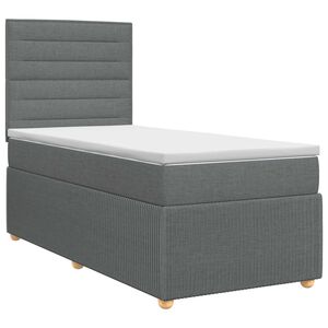 vidaXL Lit boxspring avec matelas Gris fonc&eacute; Simple Tissu