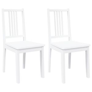 vidaXL Chaises &agrave; manger 2 pcs blanc bois massif caoutchouc