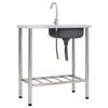 vidaXL &Eacute;vier de camping Seul lavabo avec robinet Acier inoxydable