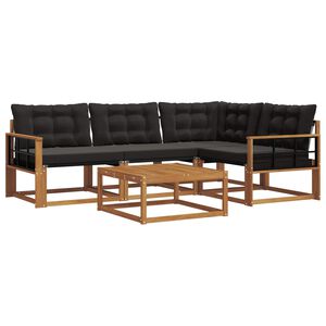 vidaXL Ensemble de canap&eacute;s d'ext&eacute;rieur 5 pcs Naturel et Noir