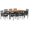 vidaXL Ensemble de salle &agrave; manger pour jardin 9 pc Noir polyrotin