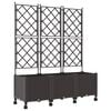 vidaXL Bac de jardin avec treillis et roues 3 pc Marron PP