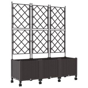 vidaXL Bac de jardin avec treillis et roues 3 pc Marron PP
